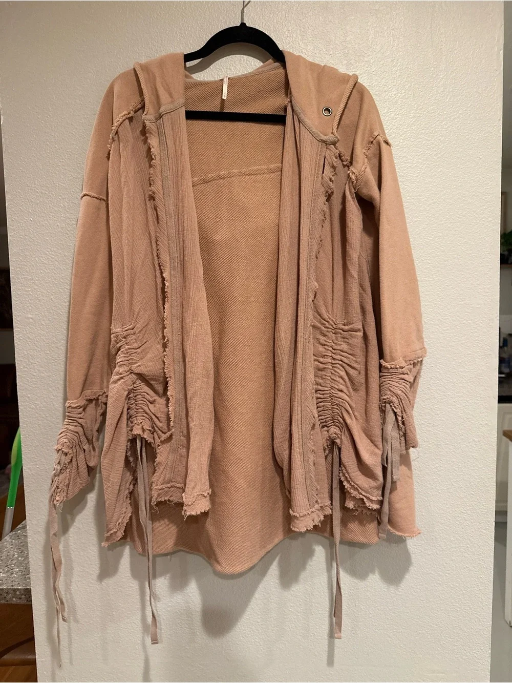 Free People Moon Dust - Get Your Gauze Cardi Ruched Sleeve Open-Front Cardigan-